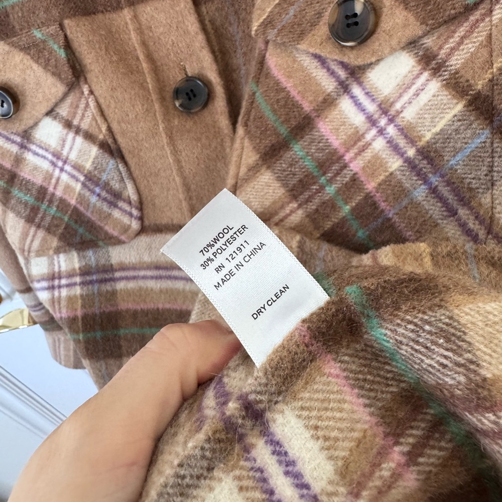LNA Revolve Oversized Boyfriend Jacket in Camel Plaid XS/S Shacket Wool - Picture 5 of 6